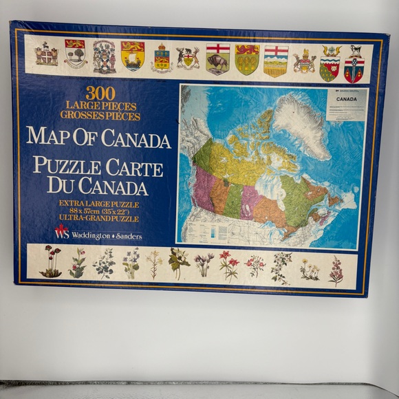 Vintage Map Of Canada 300 Piece Jigsaw Puzzle Waddington Sanders 35" X 22" 1980s - Picture 2 of 7